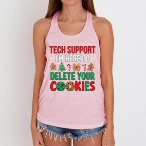 Tech Support Christmas Cookies Funny Christmas Tree Candy Cane Gingerbread Women's Knotted Racerback Tank