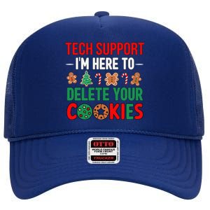 Tech Support Christmas Cookies Funny Christmas Tree Candy Cane Gingerbread High Crown Mesh Back Trucker Hat