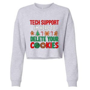 Tech Support Christmas Cookies Funny Christmas Tree Candy Cane Gingerbread Cropped Pullover Crew