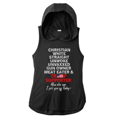 Trump Supporter Christian White Straight Unwoke Unvaxxed Ladies PosiCharge Tri-Blend Wicking Draft Hoodie Tank