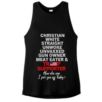 Trump Supporter Christian White Straight Unwoke Unvaxxed Ladies PosiCharge Tri-Blend Wicking Tank