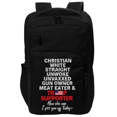 Trump Supporter Christian White Straight Unwoke Unvaxxed Impact Tech Backpack