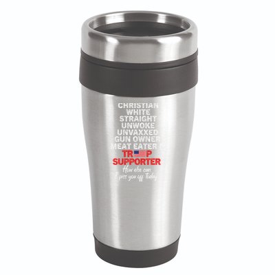 Trump Supporter Christian White Straight Unwoke Unvaxxed 16oz Travel Tumbler
