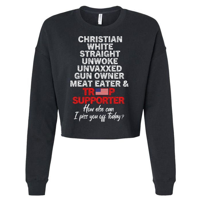 Trump Supporter Christian White Straight Unwoke Unvaxxed Cropped Pullover Crew
