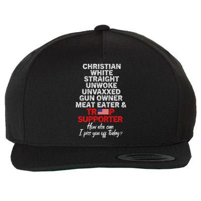 Trump Supporter Christian White Straight Unwoke Unvaxxed Wool Snapback Cap