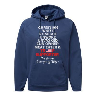 Trump Supporter Christian White Straight Unwoke Unvaxxed Performance Fleece Hoodie