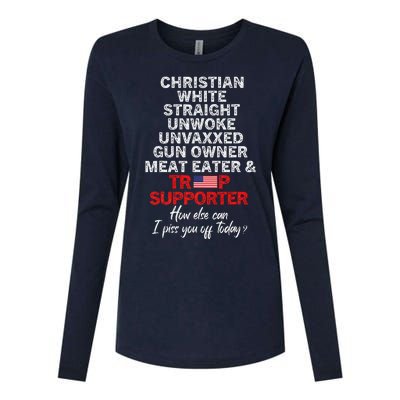 Trump Supporter Christian White Straight Unwoke Unvaxxed Womens Cotton Relaxed Long Sleeve T-Shirt