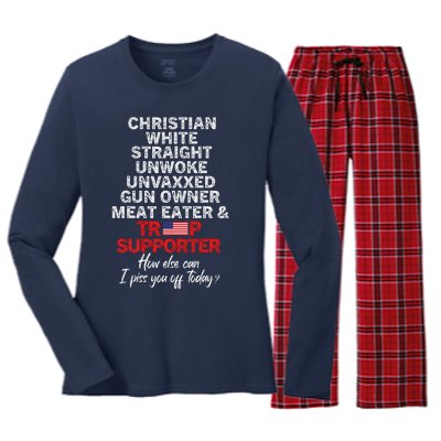 Trump Supporter Christian White Straight Unwoke Unvaxxed Women's Long Sleeve Flannel Pajama Set 