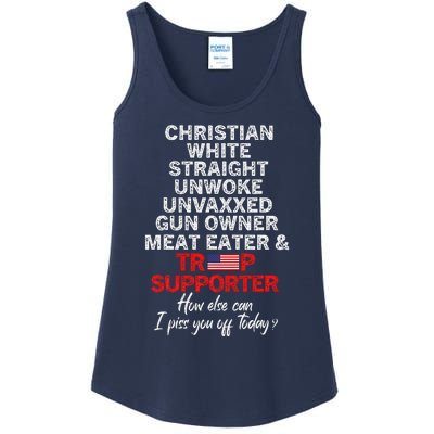 Trump Supporter Christian White Straight Unwoke Unvaxxed Ladies Essential Tank