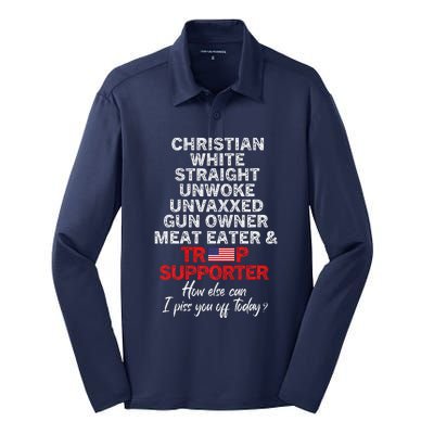 Trump Supporter Christian White Straight Unwoke Unvaxxed Silk Touch Performance Long Sleeve Polo