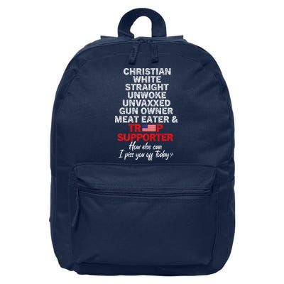 Trump Supporter Christian White Straight Unwoke Unvaxxed 16 in Basic Backpack