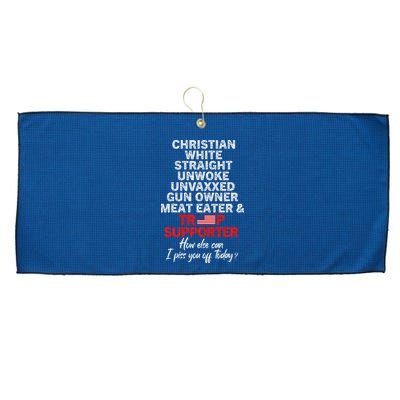 Trump Supporter Christian White Straight Unwoke Unvaxxed Large Microfiber Waffle Golf Towel