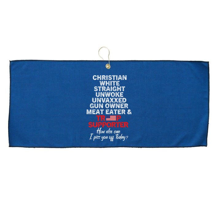 Trump Supporter Christian White Straight Unwoke Unvaxxed Large Microfiber Waffle Golf Towel