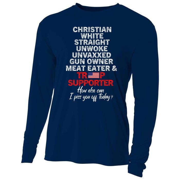 Trump Supporter Christian White Straight Unwoke Unvaxxed Cooling Performance Long Sleeve Crew