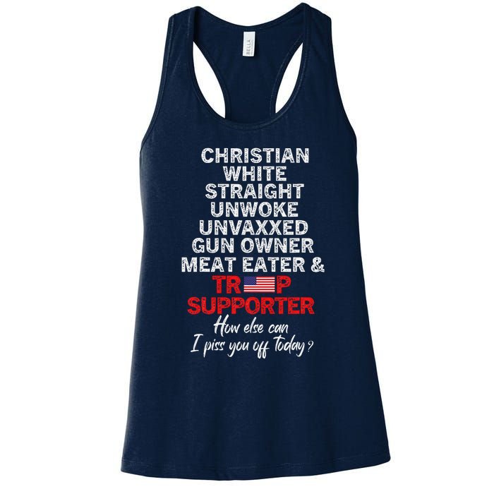 Trump Supporter Christian White Straight Unwoke Unvaxxed Women's Racerback Tank