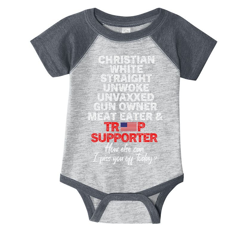 Trump Supporter Christian White Straight Unwoke Unvaxxed Infant Baby Jersey Bodysuit