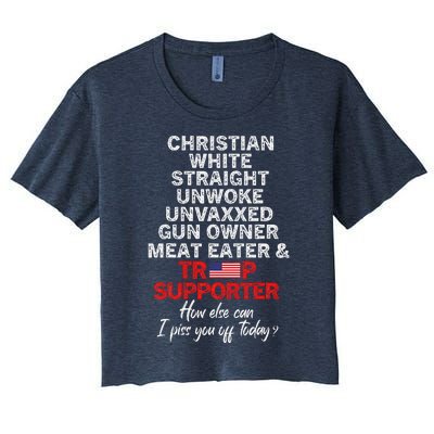 Trump Supporter Christian White Straight Unwoke Unvaxxed Women's Crop Top Tee