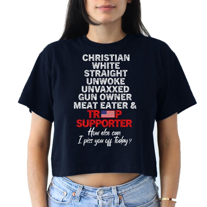 Trump Supporter Christian White Straight Unwoke Unvaxxed Crop Top