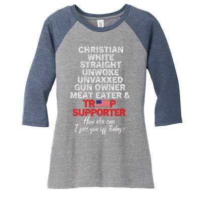 Trump Supporter Christian White Straight Unwoke Unvaxxed Women's Tri-Blend 3/4-Sleeve Raglan Shirt