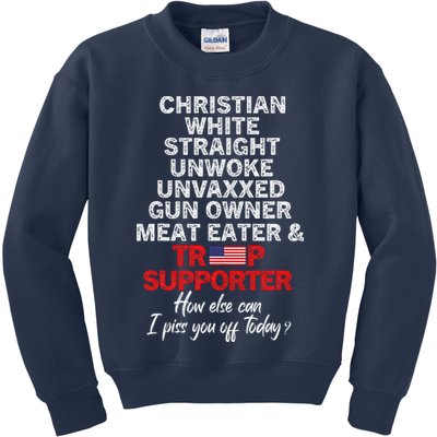Trump Supporter Christian White Straight Unwoke Unvaxxed Kids Sweatshirt
