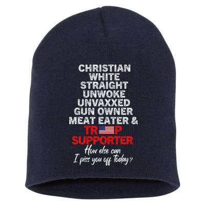 Trump Supporter Christian White Straight Unwoke Unvaxxed Short Acrylic Beanie