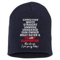 Trump Supporter Christian White Straight Unwoke Unvaxxed Short Acrylic Beanie
