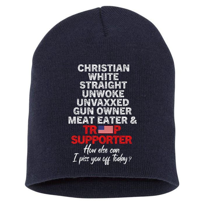 Trump Supporter Christian White Straight Unwoke Unvaxxed Short Acrylic Beanie