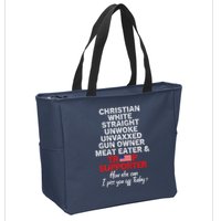 Trump Supporter Christian White Straight Unwoke Unvaxxed Zip Tote Bag