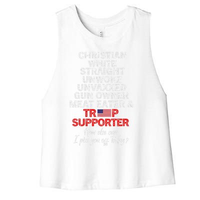 Trump Supporter Christian White Straight Unwoke Unvaxxed Women's Racerback Cropped Tank