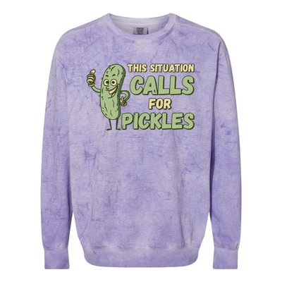 This Situation Calls For Pickles Funny Pickle Colorblast Crewneck Sweatshirt