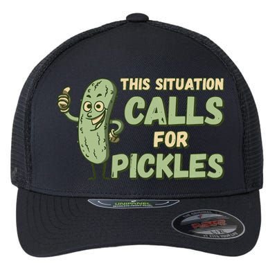 This Situation Calls For Pickles Funny Pickle Flexfit Unipanel Trucker Cap