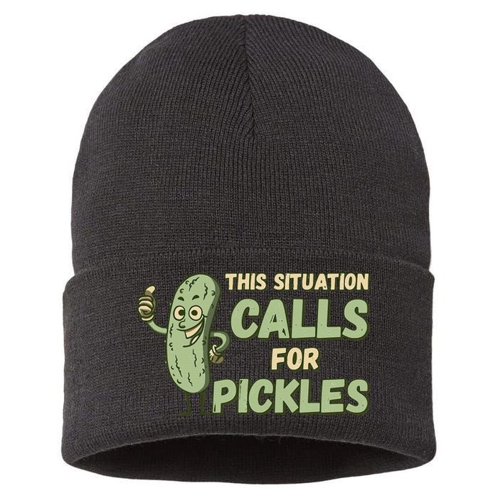 This Situation Calls For Pickles Funny Pickle Sustainable Knit Beanie