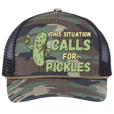 This Situation Calls For Pickles Funny Pickle Retro Rope Trucker Hat Cap