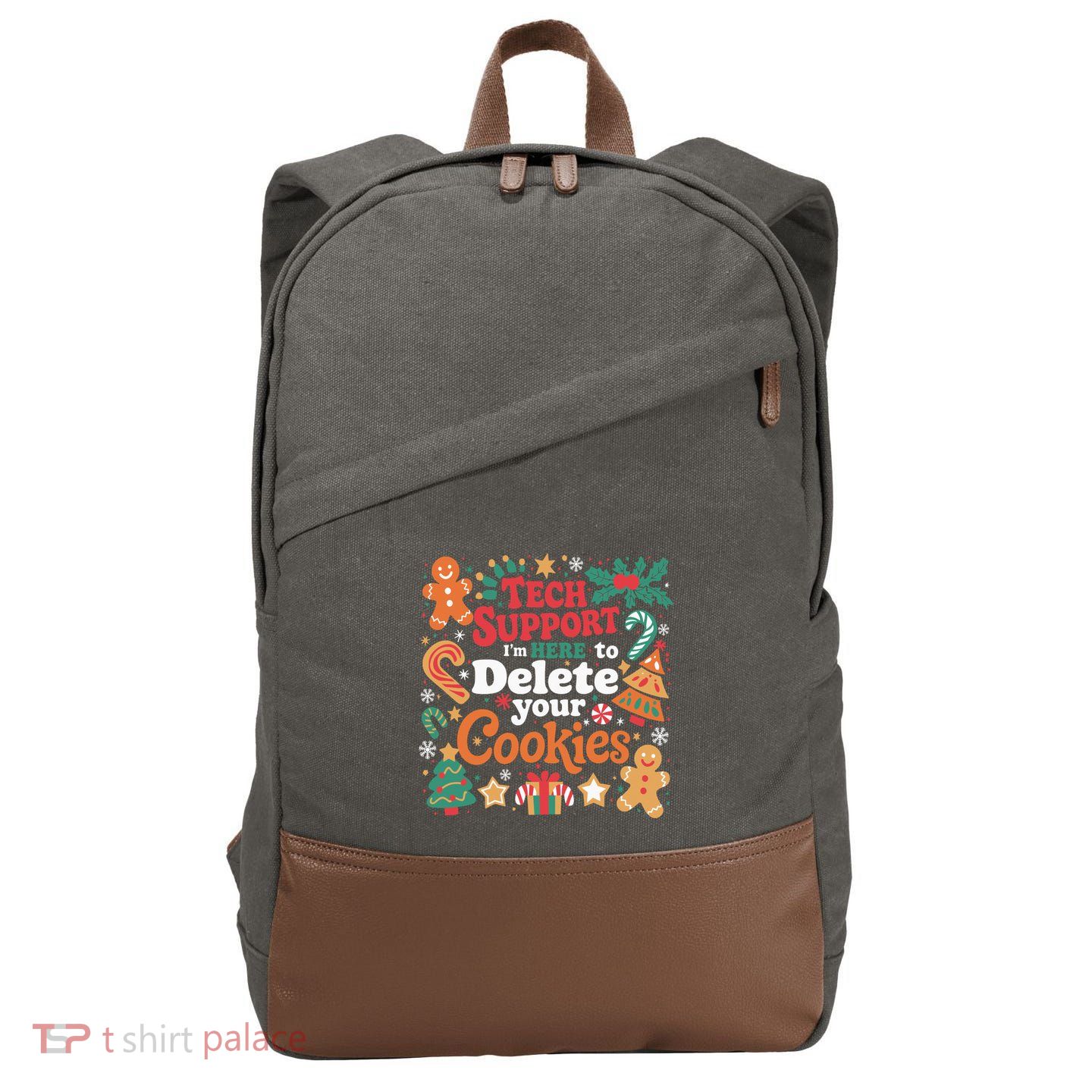 Tech Support Christmas Cookies Funny Christmas Cotton Canvas Backpack