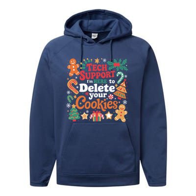 Tech Support Christmas Cookies Funny Christmas Performance Fleece Hoodie