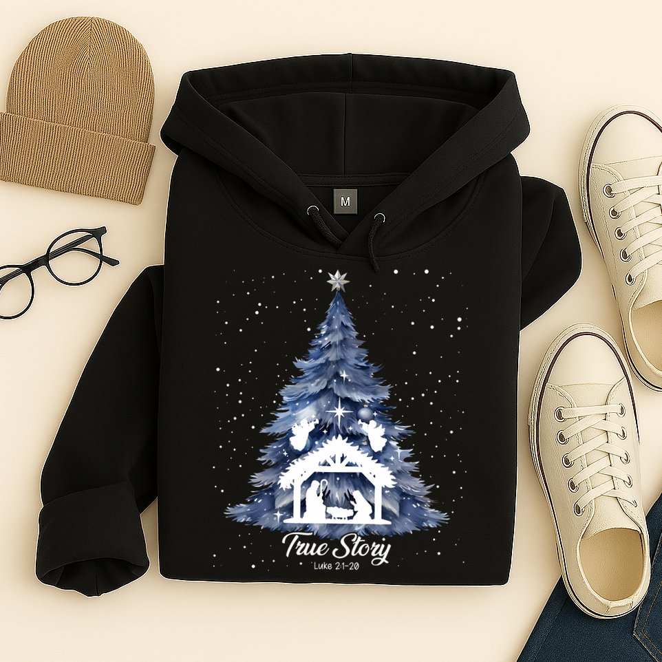 True Story Christmas Jesus Xmas Christian Nativity Sence Hoodie