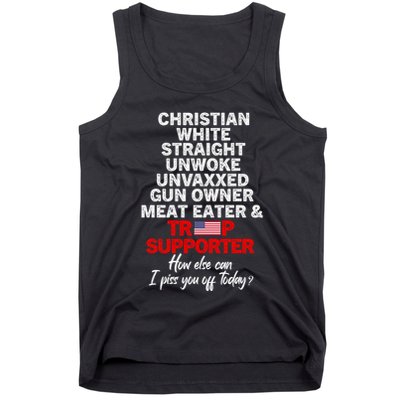 Trump Supporter Christian White Straight Unwoke Unvaxxed Tank Top