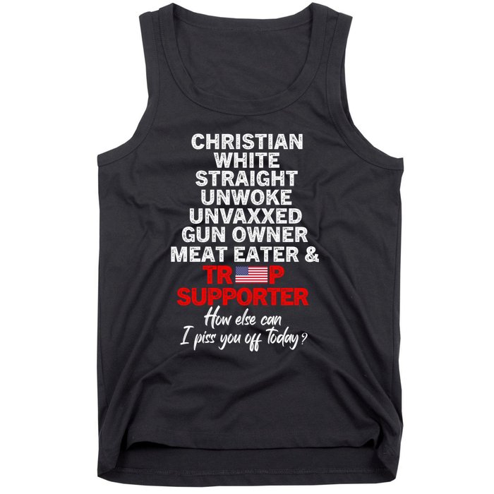 Trump Supporter Christian White Straight Unwoke Unvaxxed Tank Top