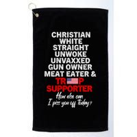 Trump Supporter Christian White Straight Unwoke Unvaxxed Golf Towel