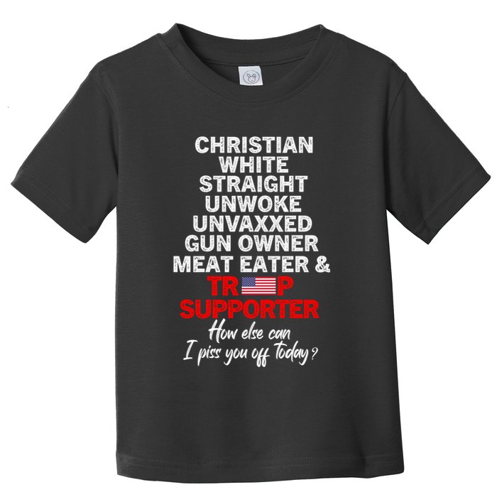 Trump Supporter Christian White Straight Unwoke Unvaxxed Toddler T-Shirt