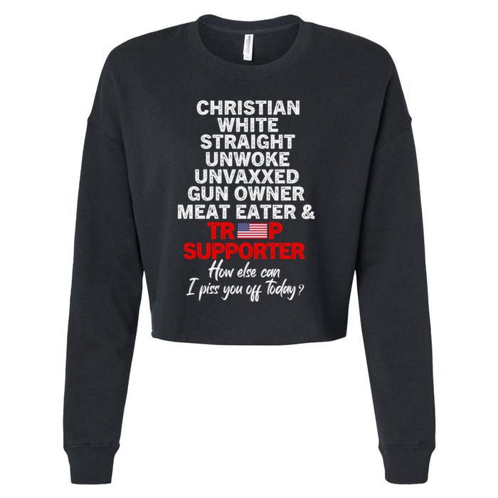 Trump Supporter Christian White Straight Unwoke Unvaxxed Cropped Pullover Crew