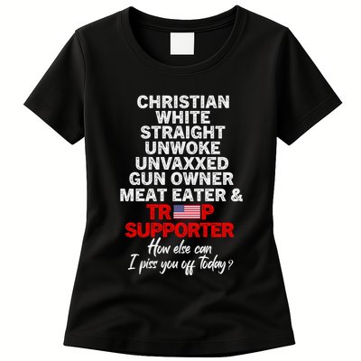Trump Supporter Christian White Straight Unwoke Unvaxxed Womens T-Shirt