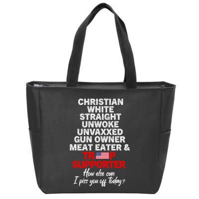 Trump Supporter Christian White Straight Unwoke Unvaxxed Zip Tote Bag