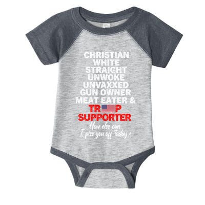 Trump Supporter Christian White Straight Unwoke Unvaxxed Infant Baby Jersey Bodysuit