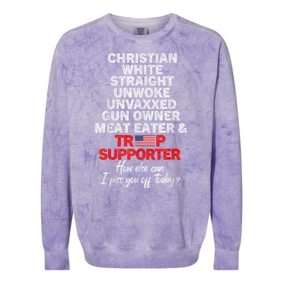 Trump Supporter Christian White Straight Unwoke Unvaxxed Colorblast Crewneck Sweatshirt