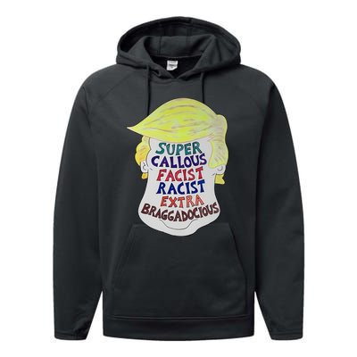 Trump Super Callous Fascist Racist Extra Braggadocious Performance Fleece Hoodie