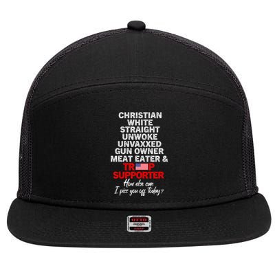 Trump Supporter Christian White Straight Unwoke Unvaxxed 7 Panel Mesh Trucker Snapback Hat