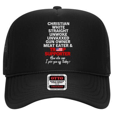 Trump Supporter Christian White Straight Unwoke Unvaxxed High Crown Mesh Back Trucker Hat