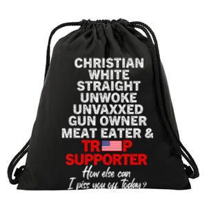 Trump Supporter Christian White Straight Unwoke Unvaxxed Drawstring Bag