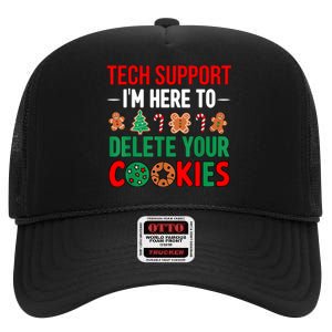 Tech Support Christmas Cookies Women Funny Christmas High Crown Mesh Back Trucker Hat